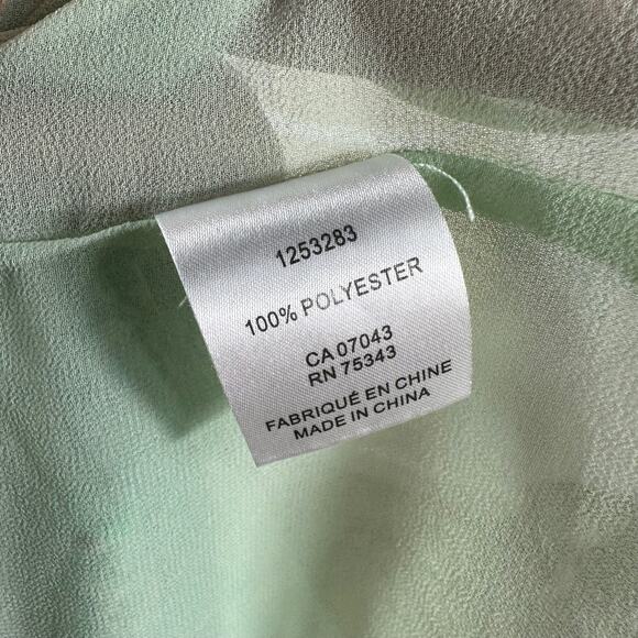 JOIE Pastel Green Cap Sleeve Metallic Floral Popover Blouse Women's XL Top - Picture 7 of 8